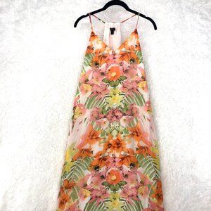 Banana Republic Factory Tropical Floral V Neck Midi Dress Size 4